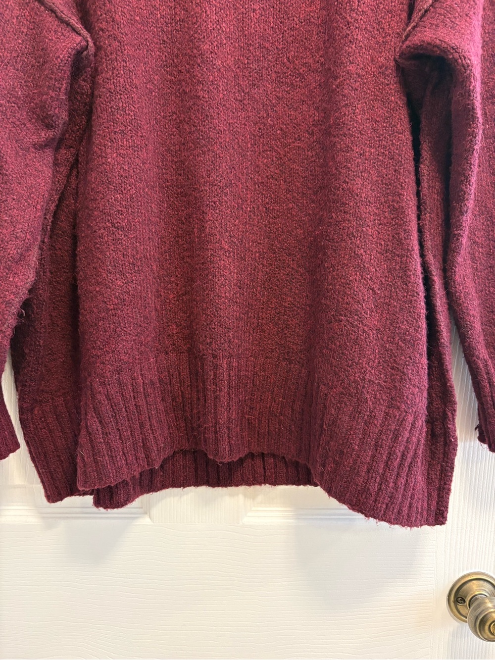Free People Deep Burgundy Oversized V-Neck Sweater - Picture 2 of 14